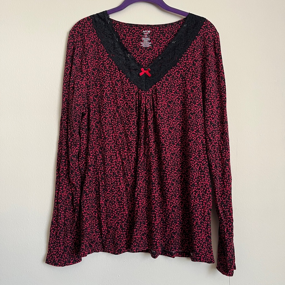 Apt. 9 Black and Red Anima Print NWT XXL Pajama Top